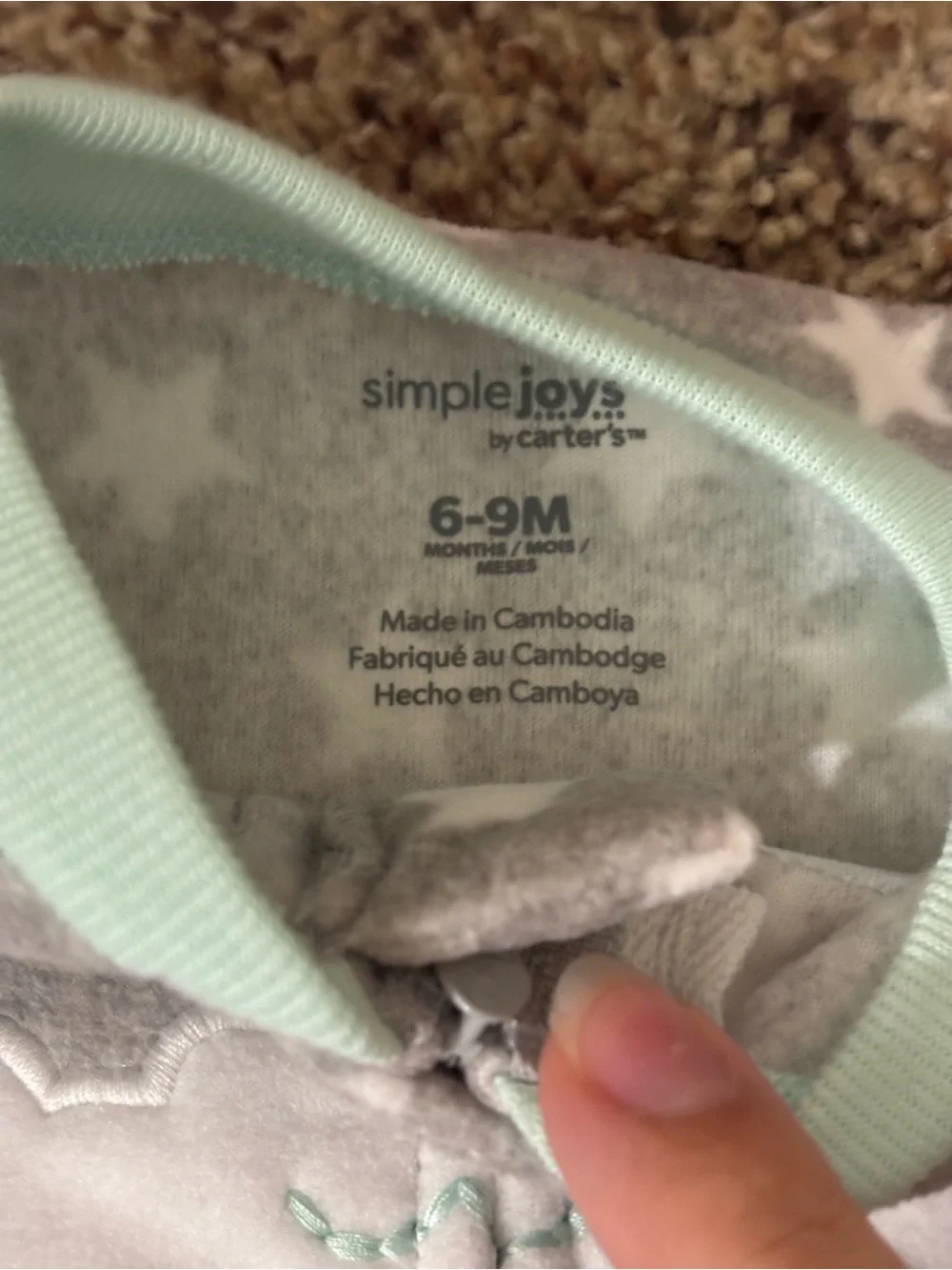 Carter's Mint Elephant & Gray Star Footed One-Pieces (2-Pack)
